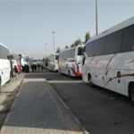 ببینید|صف 3 کیلومتری اتوبوس‌ها در مرز مهران/ 900 اتوبوس به خط شد