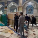 پیکر آیت‌الله شبیری زنجانی در رواق شهید امام خامنه‌ای حرم آرام می‌گیرد